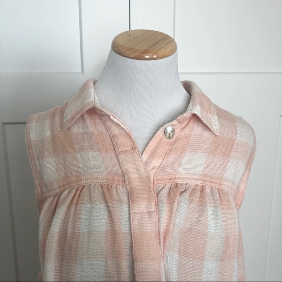 ❌SOLD❌Free People Check Plaid Sleeveless Top Fray - Picture 2 of 7